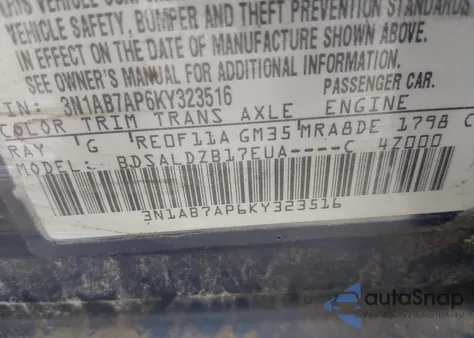 2019 Nissan Sentra Sv z USA, uszkodzony, nr VIN 3N1AB7AP6KY323516